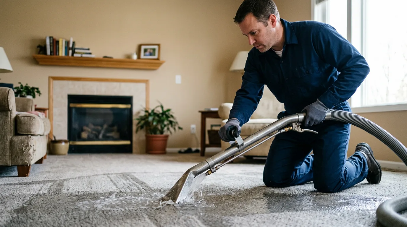 Water damage restoration technician working near Caledonia, MS